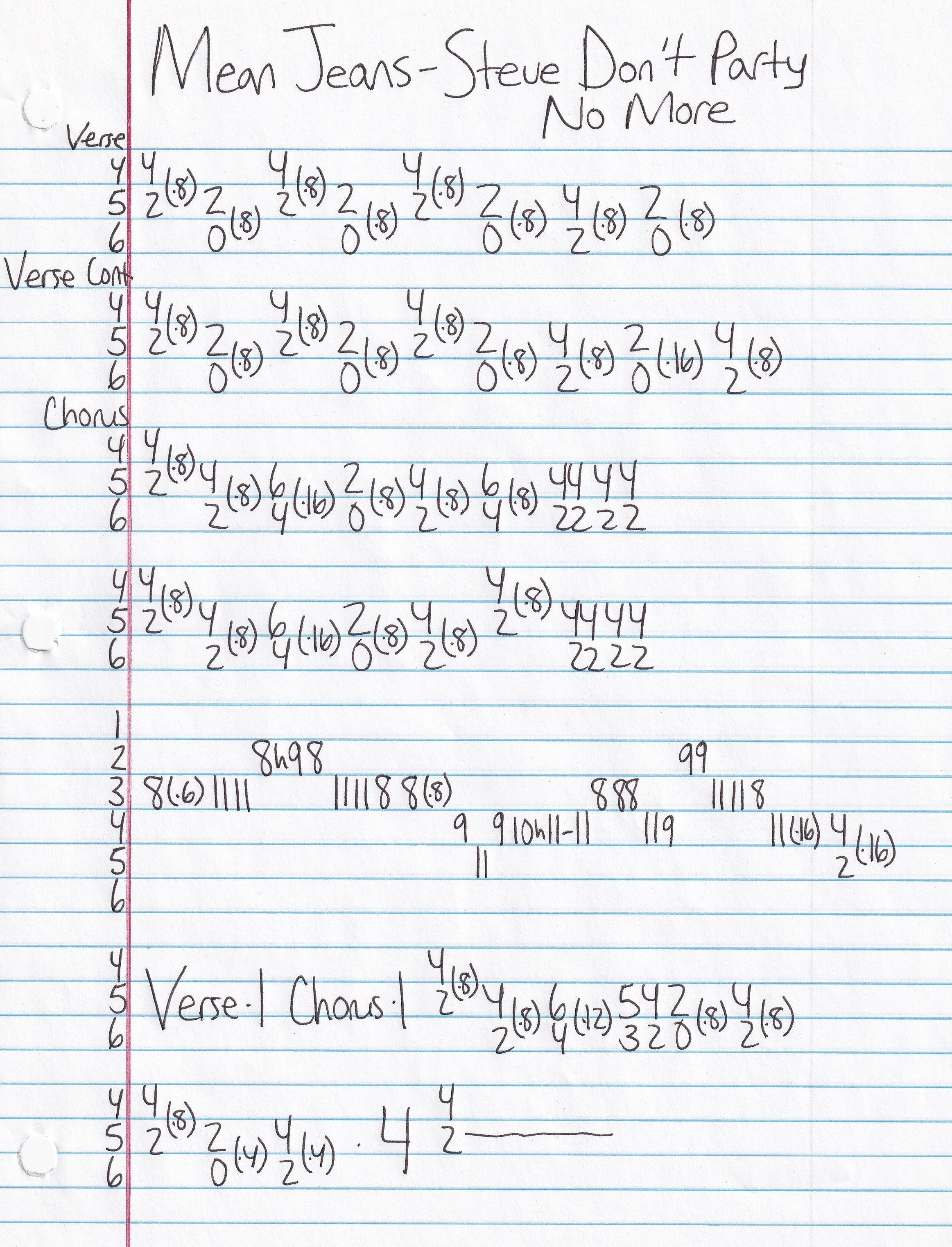 High quality guitar tab for Steve Don't Party No More by Mean Jeans off of the album Are You Serious?. ***Complete and accurate guitar tab!***